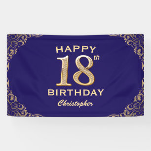 Banderoles 18e anniversaire Parties scintillant marine bleu e