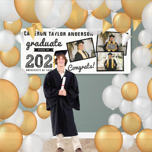 Banderoles 2023 Croquis noir Trois photo Collage Grad Party