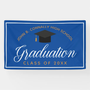 Banderoles 2024 Bleu Gold Graduation Custom High School Party