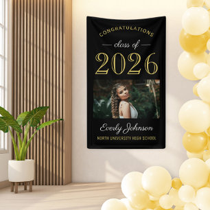 Banderoles 2024 Elegant Gold Black Custom Photo Graduation