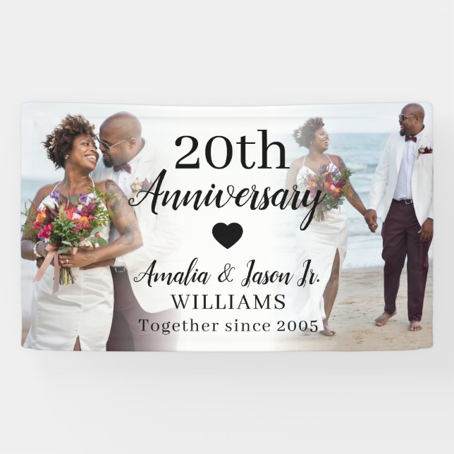Banderoles 20e anniversaire du Mariage Custom 2 Collage photo (Horizontal)