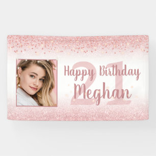 Banderoles 21e anniversaire fille Glam Rose Parties scintilla