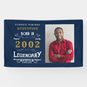 Banderoles 21e Anniversaire Né 2002 Legend Blue Gold Photo