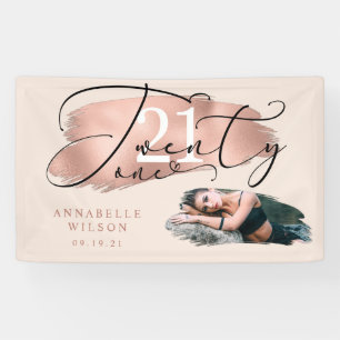 Banderoles 21e anniversaire Rose Gold & Pink Photo