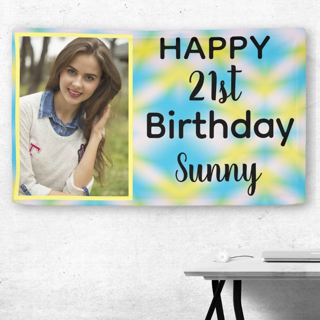 Banderoles 21e anniversaire Tie Dye One Photo (Créateur téléchargé)