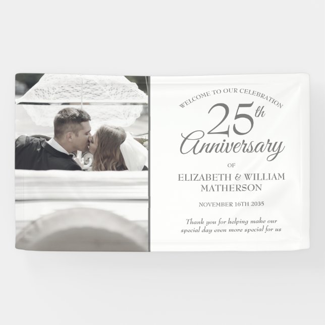 Banderoles 25e anniversaire de l'argent Votre Mariage Photo B (Horizontal)