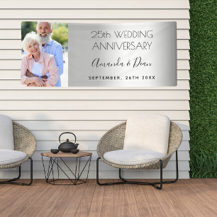 Banderoles 25e anniversaire mariage argent photo personnalisé