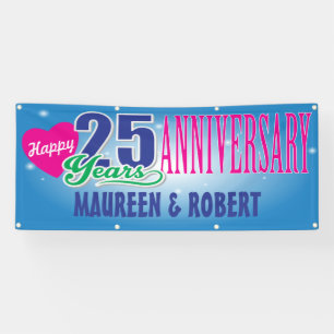 Banderoles 25ème anniversaire heureux avec des noms faits su