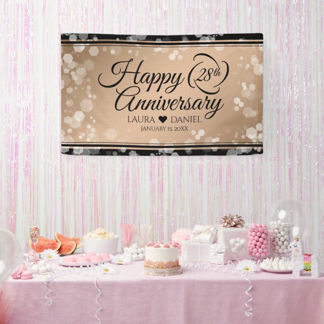 Banderoles 28e anniversaire du Mariage de lin élégant (Fête)