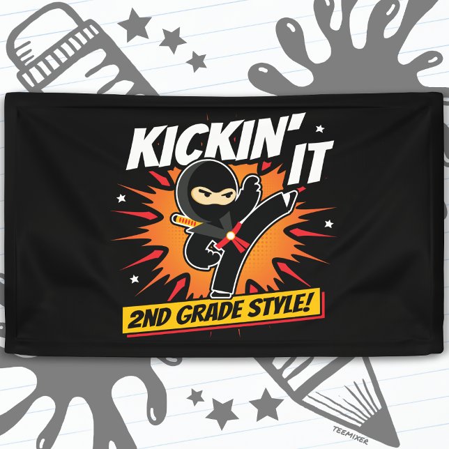 Banderoles 2e année Ninja Kick Premier jour Retour à l'école (Créateur téléchargé)