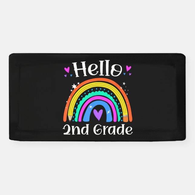 Banderoles 2nd Teacher Rainbow Grade Back To School (Horizontal)