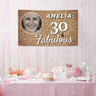 Banderoles 30 et Fabulous Gold Parties scintillant 30e annive