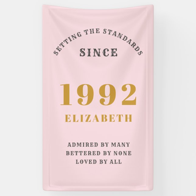 Banderoles 30e anniversaire 1992 Elégant Gold Rose Grey (Vertical)