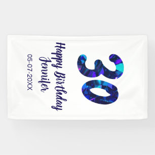 Banderoles 30e anniversaire ajouter nom date année bleu scint