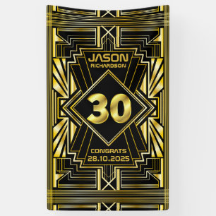 Banderoles 30e anniversaire Art Déco Gold Black Great Gatsby