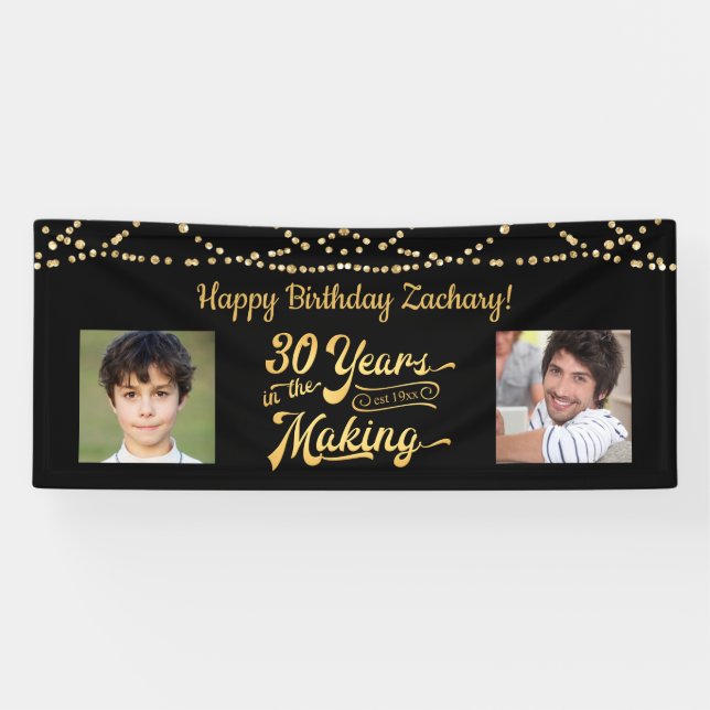 Banderoles 30e anniversaire Black Gold String éclaire Photos (Horizontal)