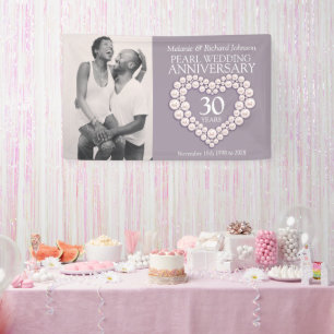 Banderoles 30e anniversaire de la mariage perle photo coeur