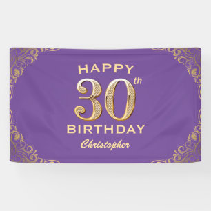 Banderoles 30e anniversaire de la Parties scintillant violet 