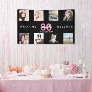 Banderoles 30e anniversaire fête photo collage fille noir