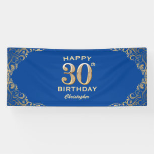 Banderoles 30e anniversaire Parties scintillant bleue et or c