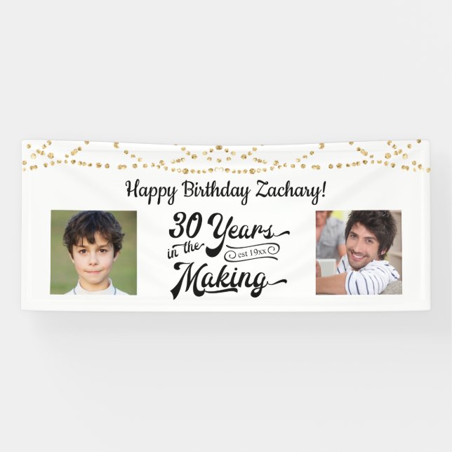 Banderoles 30e anniversaire Retro String Lights 2 Photos (Horizontal)