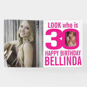 Banderoles 30e anniversaire rose look 30 photos personnalisée
