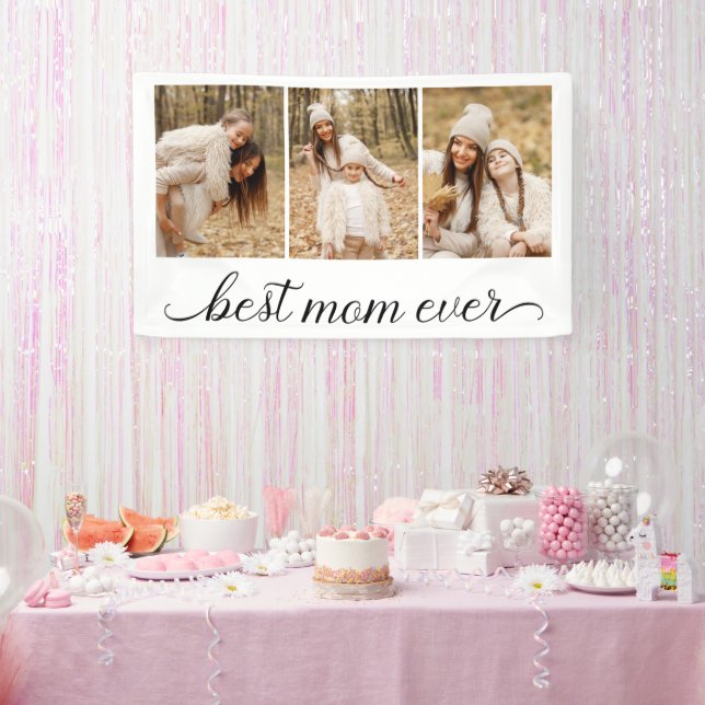 Banderoles 3 Collage photo Meilleure maman jamais (Fête)