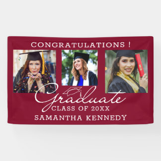 Banderoles 3 Photo Congratulations Graduate Graduation Maroon