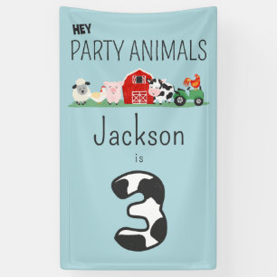 Banderoles 3e anniversaire Fête Animaux Ferme Anniversaire En