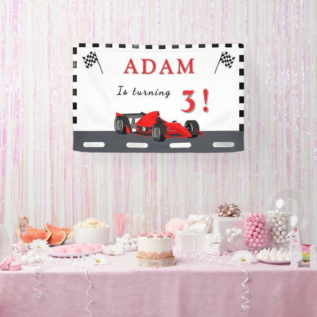 Banderoles 3rd Race Car Birthday – Party Banner Fun!  (Fête)