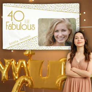 Banderoles 40 ans et Fabuleux Paillettes Dorées Photo 40e Ann