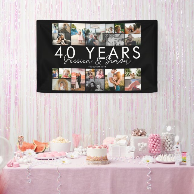 Banderoles 40 ans mariage anniversaire photo collage modifiab (Fête)