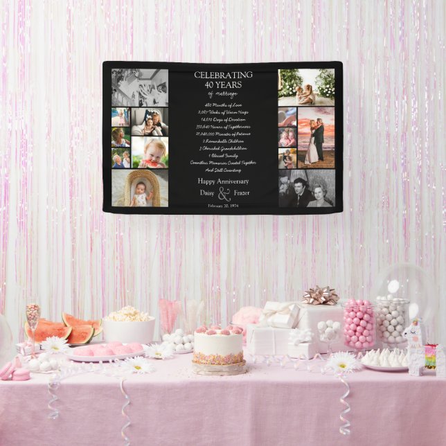 Banderoles 40 ans mariage anniversaire photo collage modifiab (Fête)