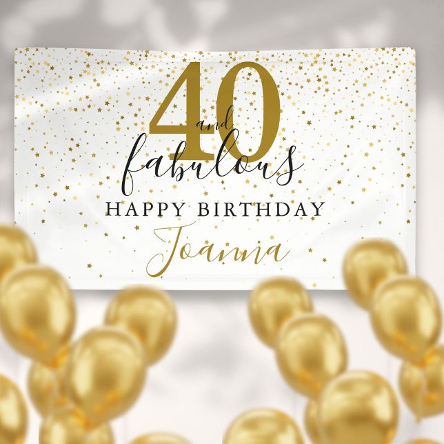 Banderoles 40 et fabuleux anniversaire Elegant Gold et Black (40 and Fabulous Birthday Elegant Gold and Black Banner)