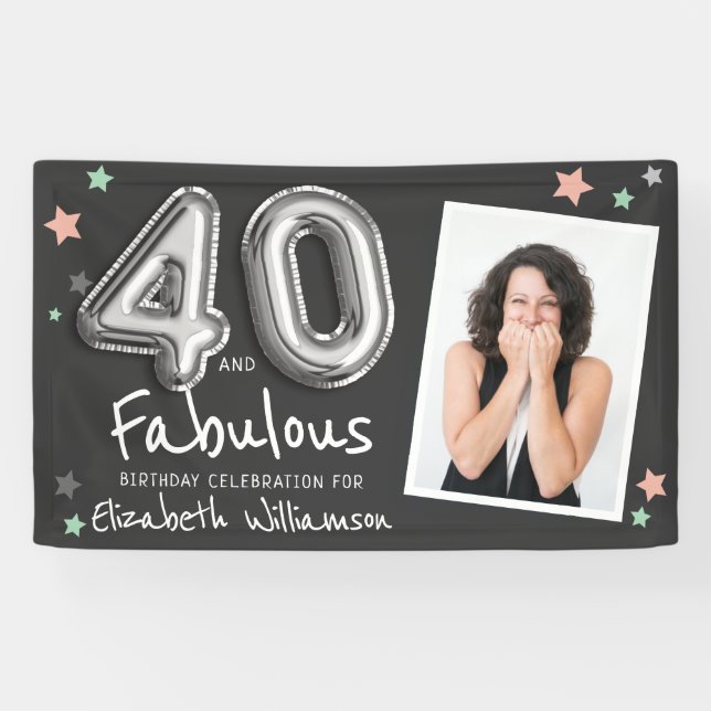 Banderoles 40 et fabuleux Foil Balloon Stars Photo Anniversai (Horizontal)