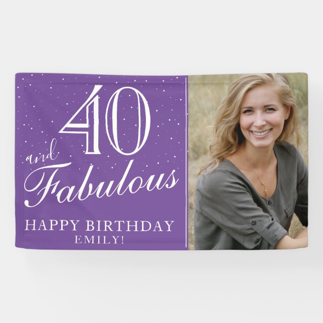 Banderoles 40 et fabuleux moderne violet 40e anniversaire Pho (Horizontal)