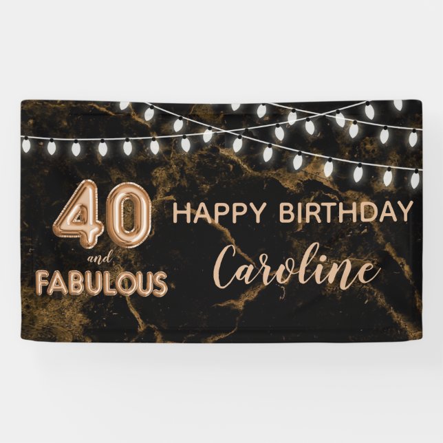 Banderoles 40 & Fabuleux Gold Black Balloon Lights Anniversai (Horizontal)