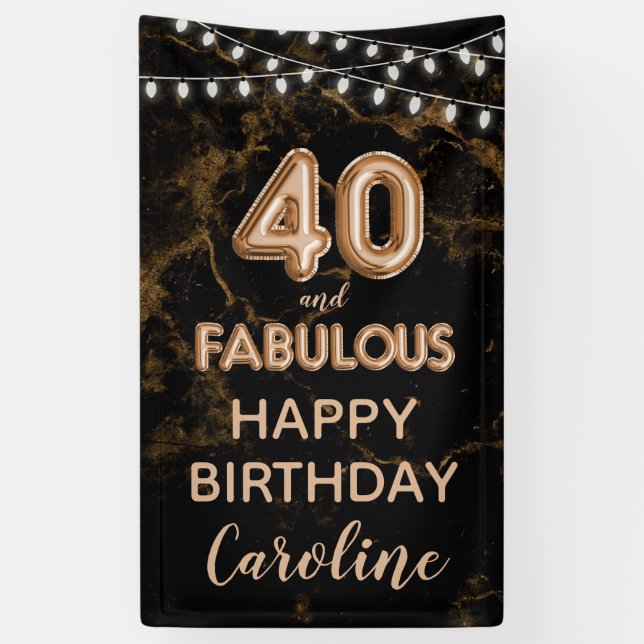 Banderoles 40 & Fabuleux Gold & Noir Anniversaire Vertical (Vertical)