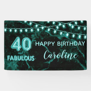 Banderoles 40 & Fabuleux Turquoise noir éclairs de ballon Ann