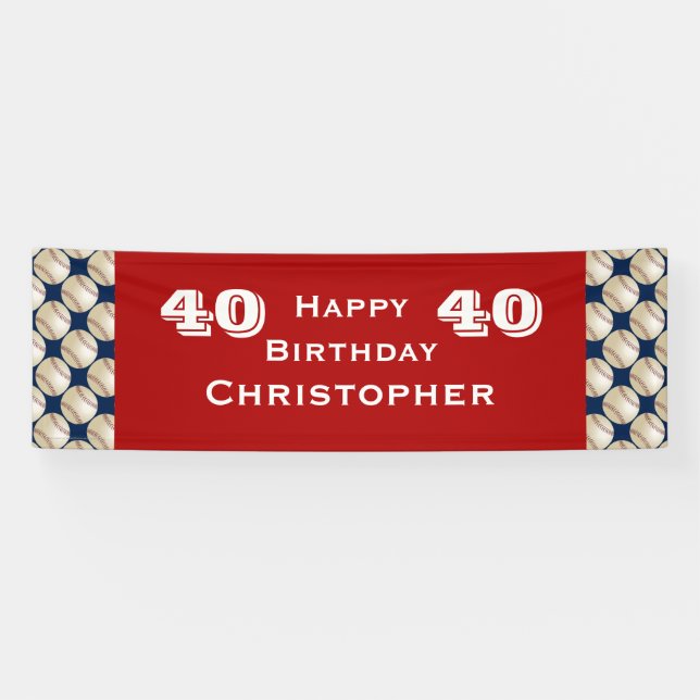 Banderoles 40e, 45e Anniversaire du Baseball Rouge Bleu (Horizontal)