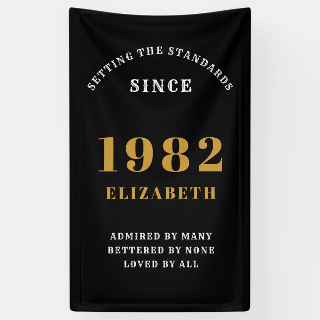 Banderoles 40e anniversaire 1982 Elegant Chic Gold Noir (Vertical)