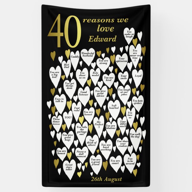Banderoles 40e anniversaire 40 raisons Nous vous aimons (Vertical)