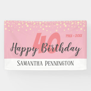 Banderoles 40e anniversaire avec Confetti Pink