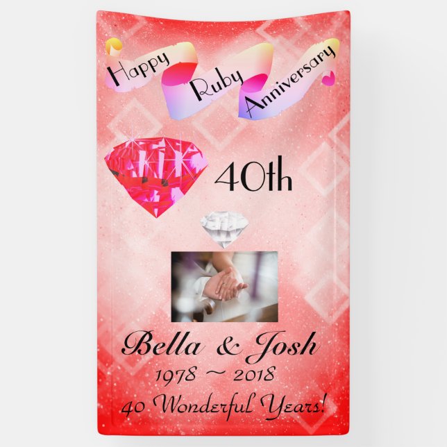 Banderoles 40e anniversaire de Mariage vertical personnalisé (Vertical)