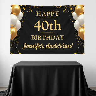 Banderoles 40e anniversaire Fête Noire et Or