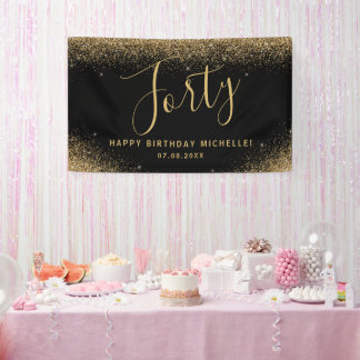 Banderoles 40e anniversaire moderne Black Gold Parties scinti