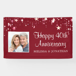 Banderoles 40e Anniversaire Moderne Ruby Red Stars Photo