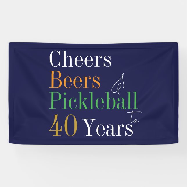 Banderoles 40e anniversaire Pickleball Cheers Beers Blue Part (Horizontal)