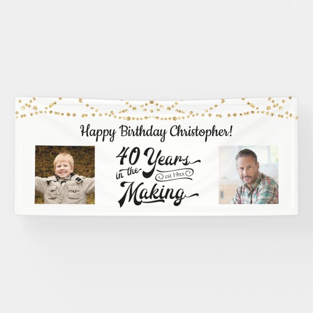 Banderoles 40e anniversaire Retro Gold String Lights 2 Photo (Horizontal)