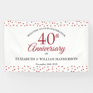Banderoles 40e anniversaire Ruby Love Hearts Confetti Bienven